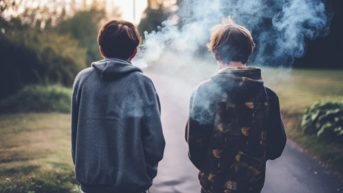 two teens smoking