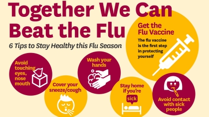 flu prevention graphic: together we can beat the flu