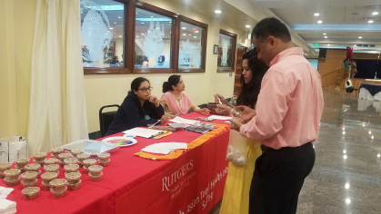 SATHI engages with people at a local Hindu temple about improving healthy food choices and physical activity.