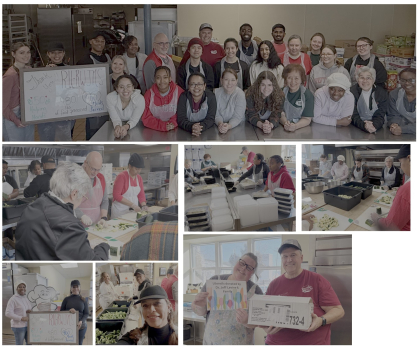 Photo collage of MLK Day 2025 faculty and staff volunteers from RWJMS 