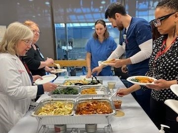 Dept of Pathology Kindness Day Celebration with Staff having lunch