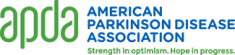 Logo for the American Parkinson Disease Association (ADPA) "Strength in optimism. Hope in progress."